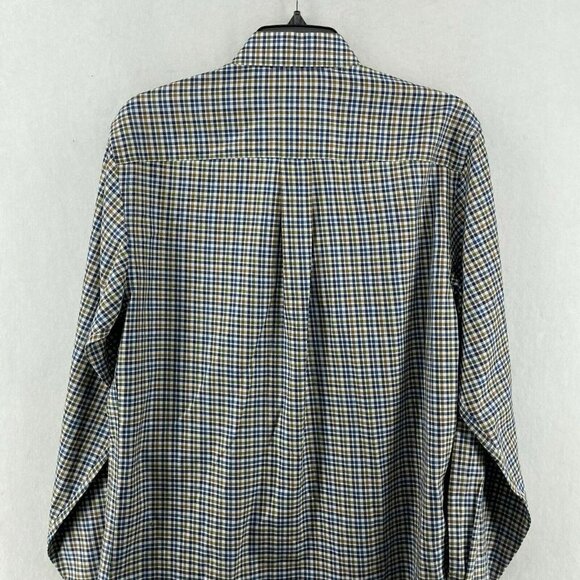 Jos. A. Bank Button-Up Shirt Mens Sz S Blue Brown Gingham Collared Tailored Fit - Picture 8 of 11